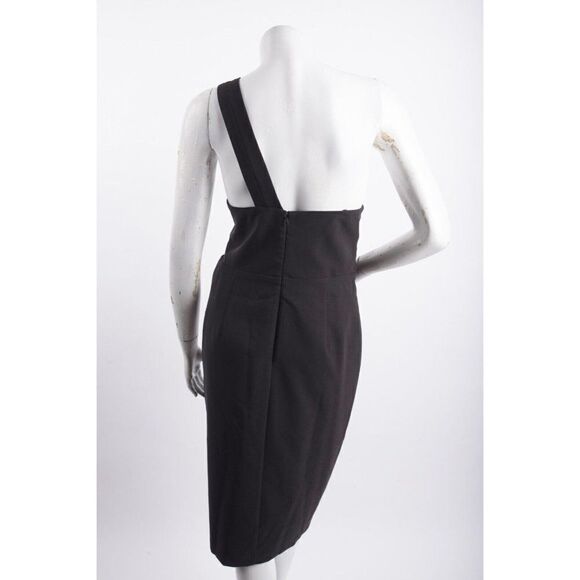 Aidan Mattox Womans Crepe Midi Dress One Shoulder Size US 14 Black cut out NWT - Picture 6 of 7
